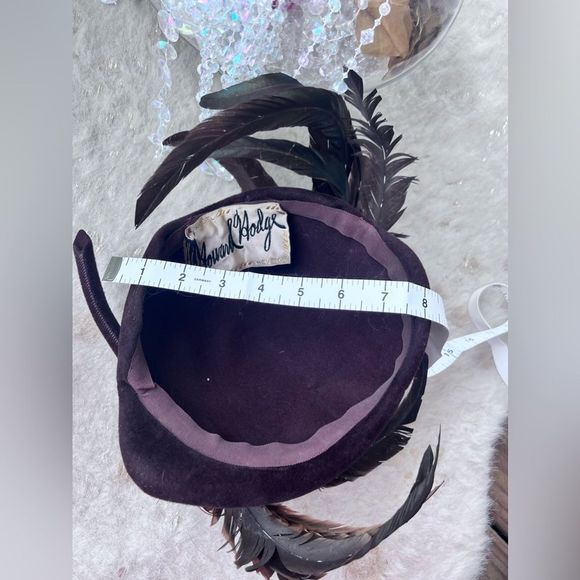 Vintage 1940s Howard Hodge NY Calot Juliet Style Hat Pheasant Feather Fascinator - Picture 5 of 7